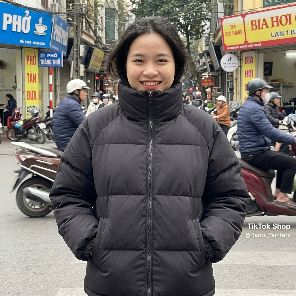 Áo Phao Cổ Cao Cản Gió Đi Xe Máy Chống Rét